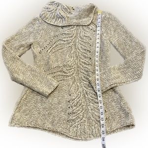 Moth Accent Weave Oatmeal Cowl Neck Sweater from Anthropologie